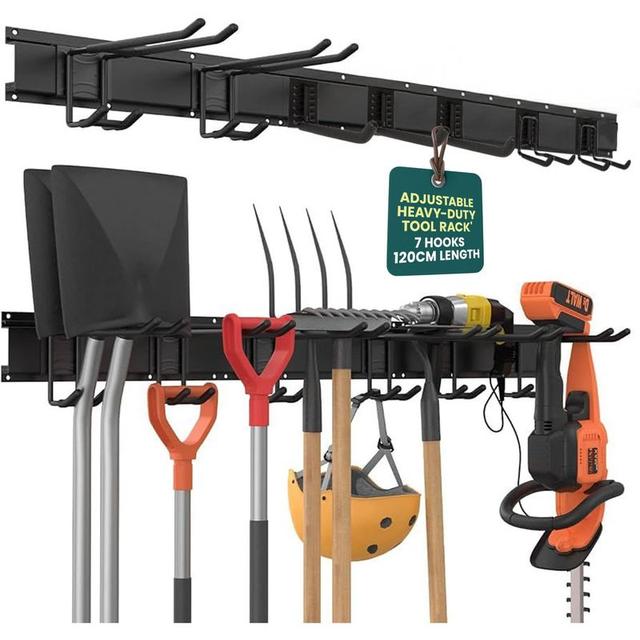 TEMU Green Haven Heavy Duty 48-inch Garden Tool Rack – Customisable Wall-mounted Garage Tool Organiser With 7 Adjustable Hooks, To 200kg, Ideal For Garden, Workshop & Shed Storage Solutions