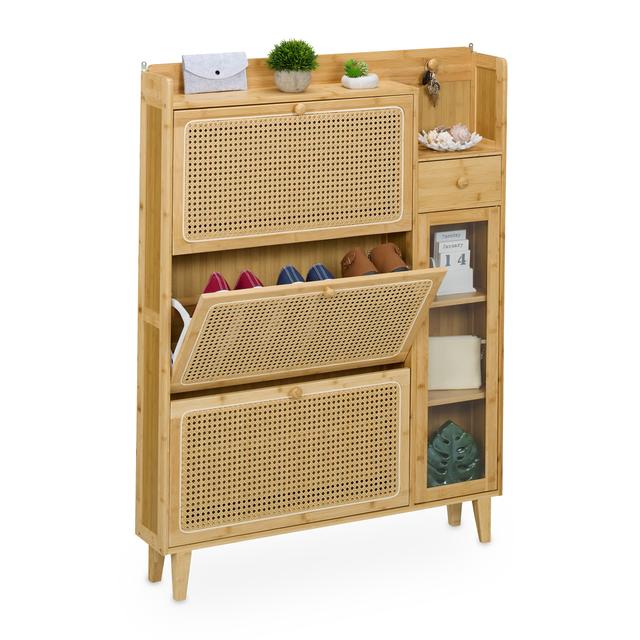 TEMU Mueble zapatero de ratán con 5 estantes