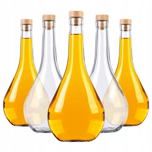 TEMU Lot de 5 bouteilles en verre ŁEZKA 500 ml pour , jus, liqueurs, + bouchons - Verre épais et transparent, esthétique et durable