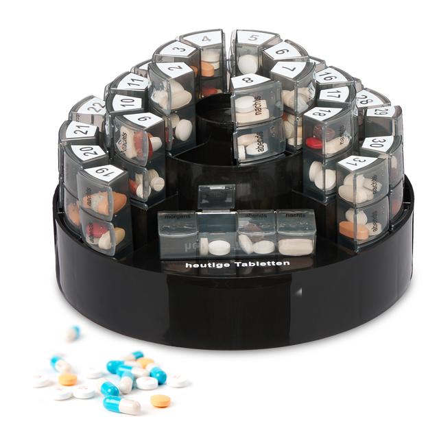 TEMU Tablettenbox 31 Tage in Schwarz