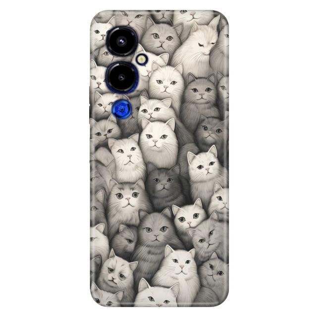 TEMU Karakalem Kedi Desenli Kılıf Tecno Spark Go 1 2 20 Pova 2 3 4 5 6 Camon 9 18 19 20 30 30C 40 5G Uyumlu Telefon Kılıfı