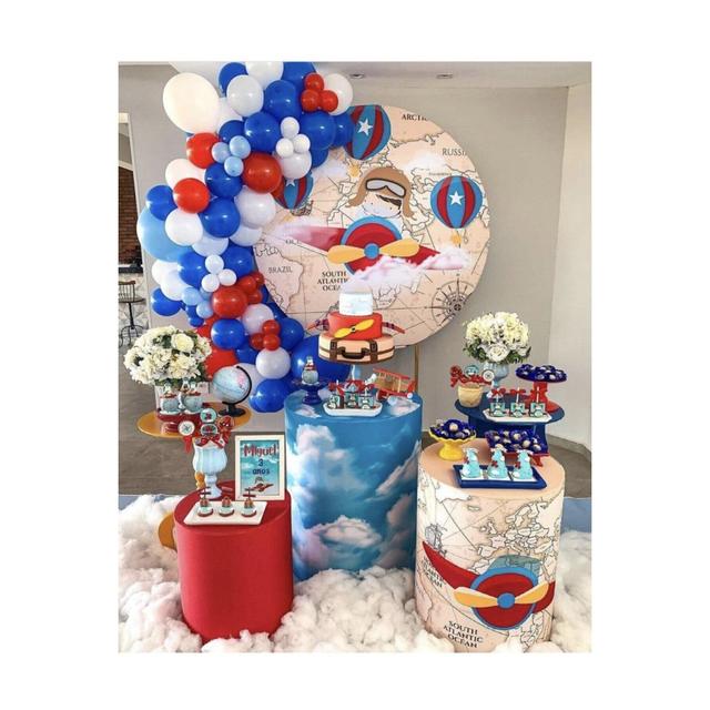 TEMU Pastel Koyu Mavi Açık Mavi Kırmızı Ve Beyaz Balon Zinciri 100 Adet