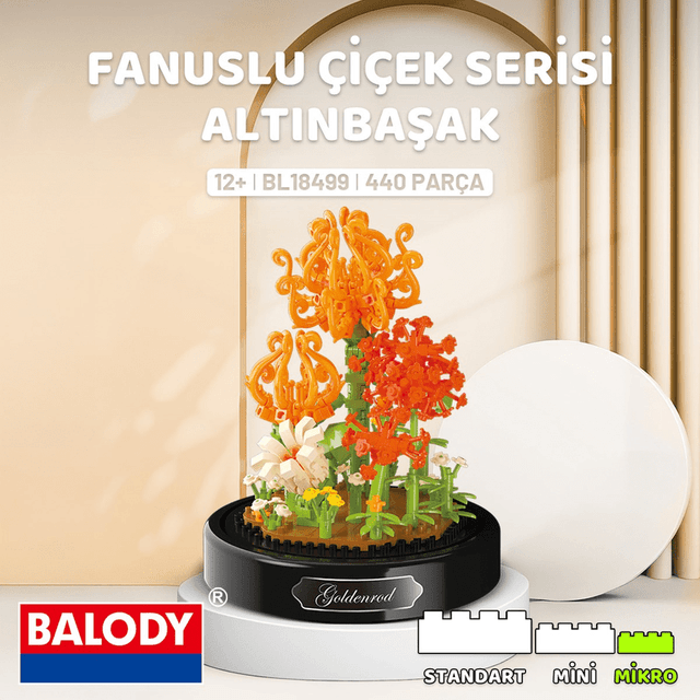 TEMU Balody Fanuslu Çiçek Serisi – Altınbaşak Yapı Bloğu Seti (440 Parça)
