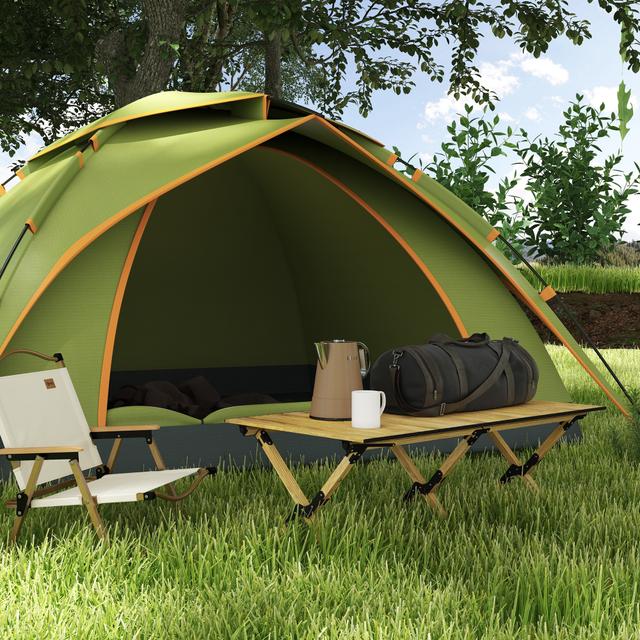 Outsunny Portable Aluminum Picnic Table: Folding, with Roll-Up Top for Party, BBQ, Beach, Easy Carry Design - Natural Finish | Aosom Canada