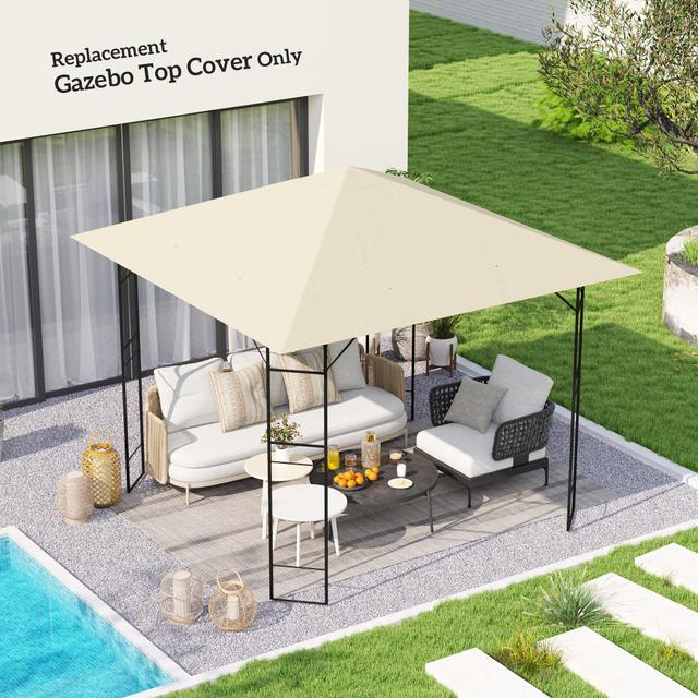 Outsunny 10' x 10' Gazebo Canopy Replacement Cover, Garden Gazebo Roof Replacement, UPF30+, TOP COVER ONLY, Cream White | Aosom Canada
