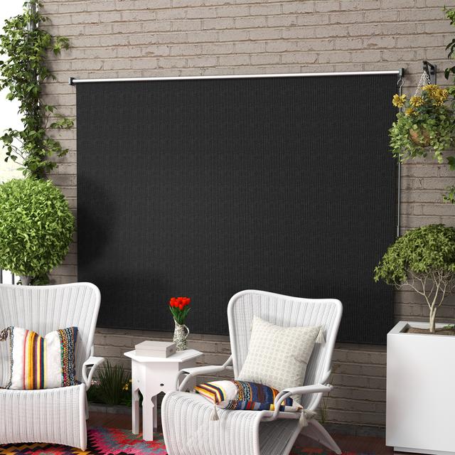 Outsunny 8' x 6' Patio Door Blinds, Outdoor Roller Shades, Cordless Roll Up Shade for Porch Gazebo, Black | Aosom Canada