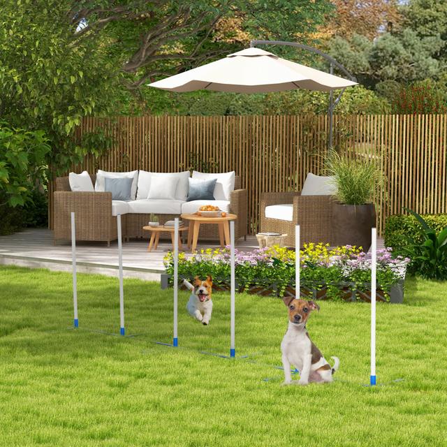 PawHut Adjustable Dog Agility Training Set Obstacle Course Weaves Poles Outdoor Exercise with Storage Bag | Aosom Canada