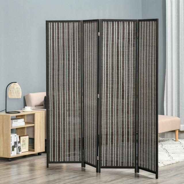 HOMCOM Bamboo Bliss: 4-Panel 6ft Tall Folding Bamboo Room Divider, Indoor Privacy Screen for Bedroom, Office, Brown Finish | Aosom Canada