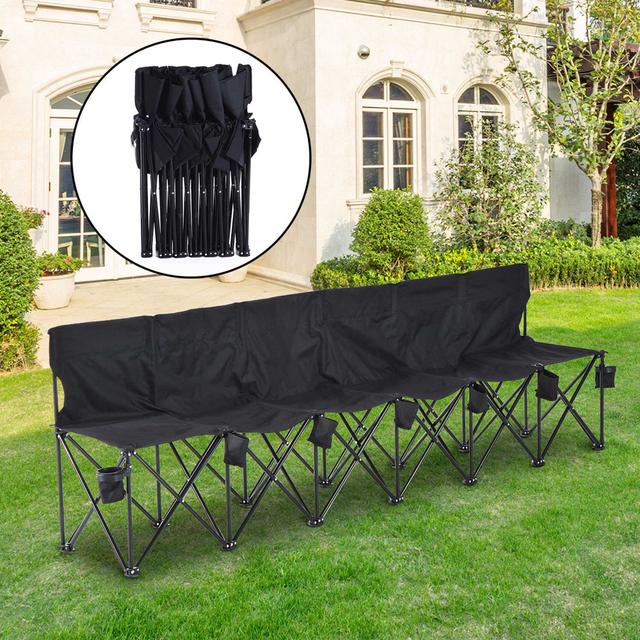 Outsunny Portable Soccer Bench 6 Seat Team Sports Bench Outdoor with Carrying Case Black | Aosom Canada