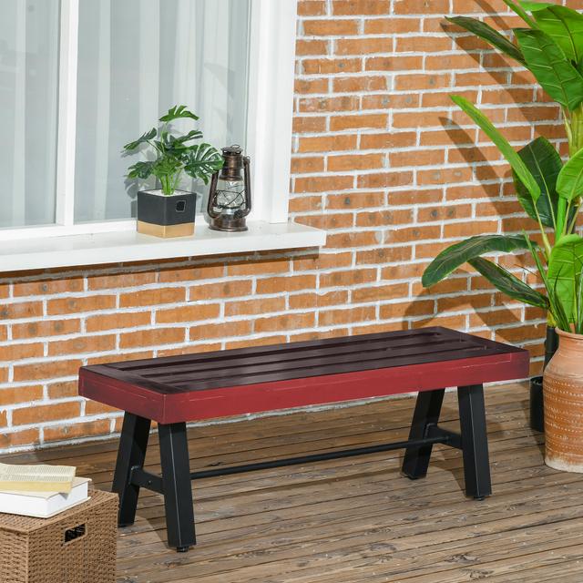 Outsunny Outdoor Wooden Bench Garden Loveseat Slatted Seat for Conservatory Deck Brown | Aosom Canada