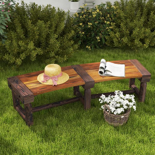 Outsunny Wooden Outdoor Bench, Wrap Around Tree Bench with Slatted Seat for Yard, Garden, Deck, Lawn, Brown | Aosom Canada
