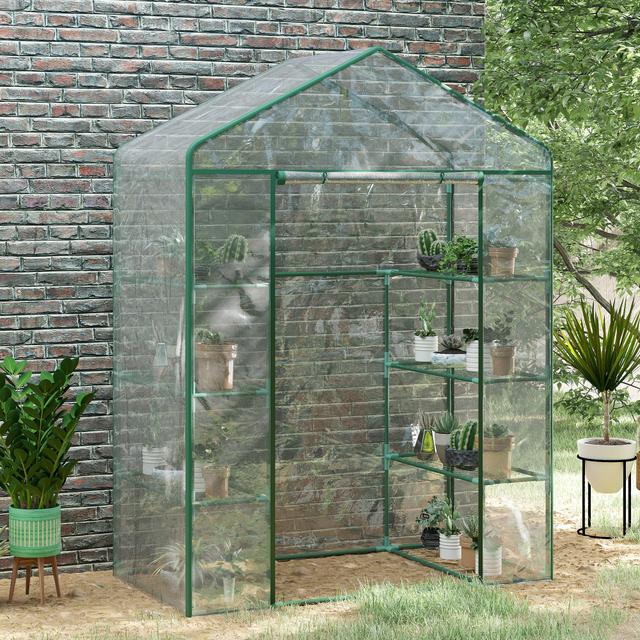 Outsunny 4-Tier Portable Walk-In Greenhouse for Year-Round Gardening
