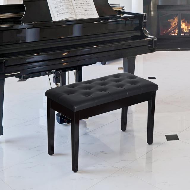 HOMCOM Padded Storage Piano Bench 30" Artist Keyboard Seat Faux Leather Black | Aosom Canada