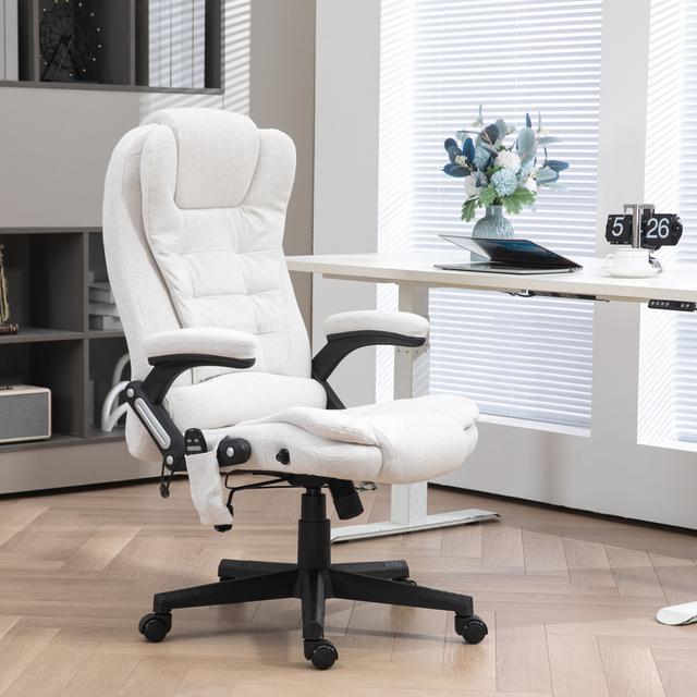 Vinsetto 6 Point Vibrating Massage Office Chair High Back Executive Chair with Reclining Back, Swivel Wheels, White | Aosom Canada