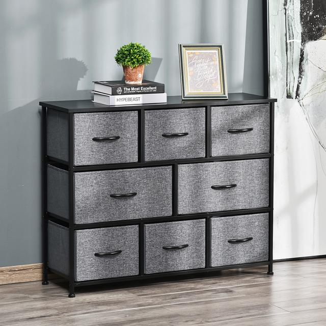 HOMCOM 8-Bin Fabric Dresser: Easy-Pull Bins on Metal Frame for Versatile Storage | Aosom Canada