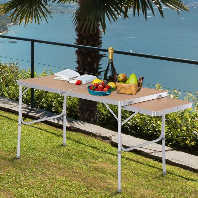 Outsunny Portable Picnic Table with Slide Shelf Foldable Design 2 Adjustable Heights for Outdoor Use | Aosom Canada