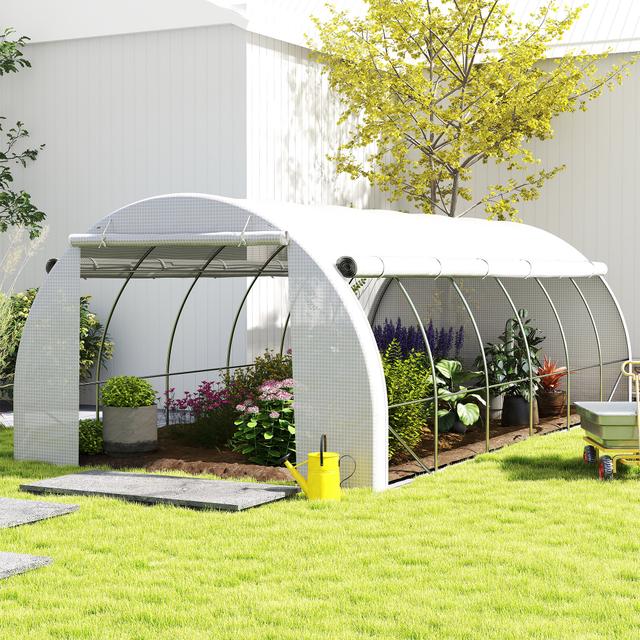 Outsunny 20x10ft Walk-in Greenhouse with Roll-Up Windows for Gardening
