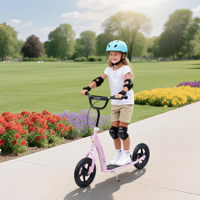 HOMCOM Kids Pro Stunt Scooter: Adjustable, 12" Tire, Street Design, Pink | Aosom Canada