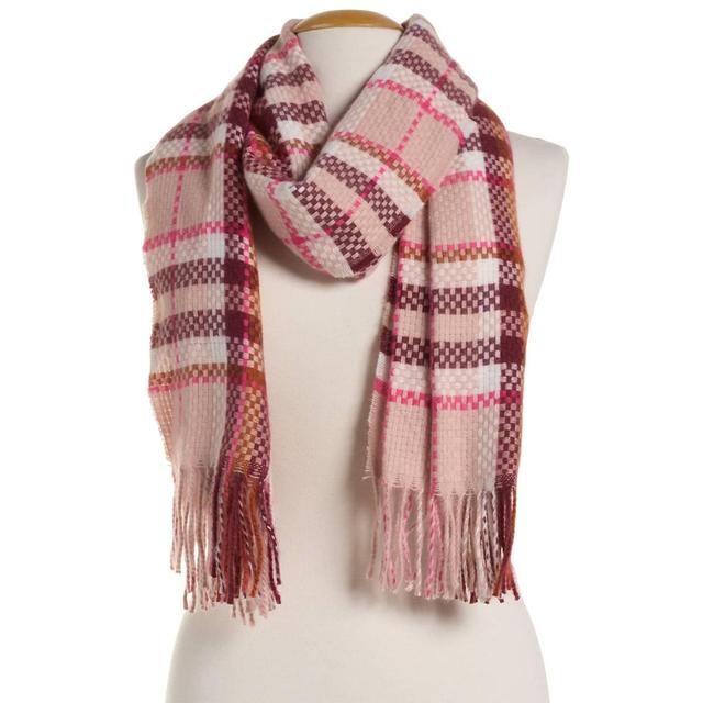 Womens Vince Camuto Basket Weave Plaid Feather Soft Scarf