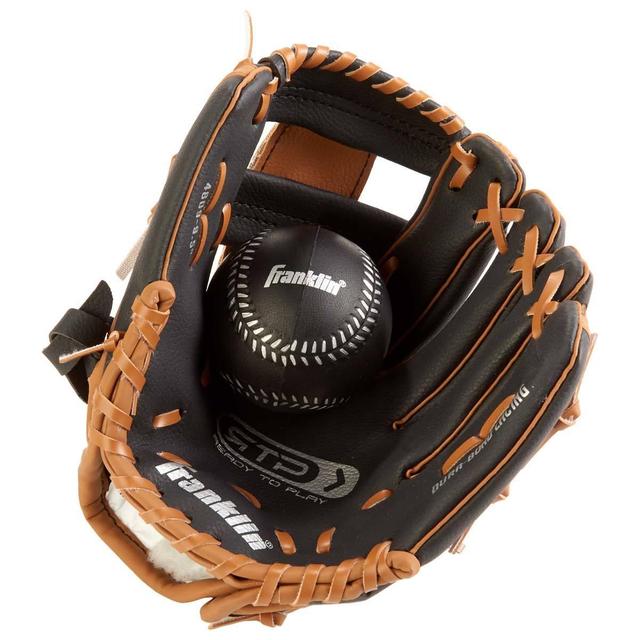 Franklin(R) 9.5in. Tee Ball Glove and Ball  - Black/Tan