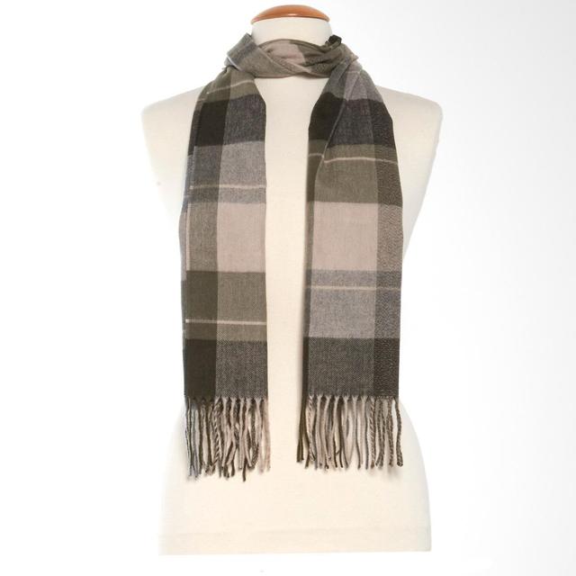 Mens V. Fraas Asymmetrical Block Plaid Cashmink Scarf