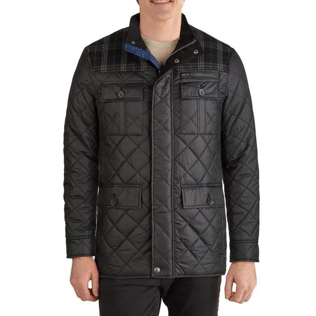 Mens Cole Haan Mixed Media Diamond Quilt Coat