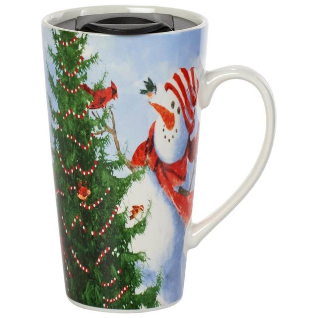 Godinger 18oz. Snowman and Tree Travel Mug