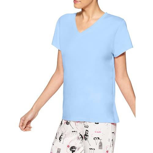 Plus Size HUE(R) Knit Solid Pajama Tee - Bella Blue