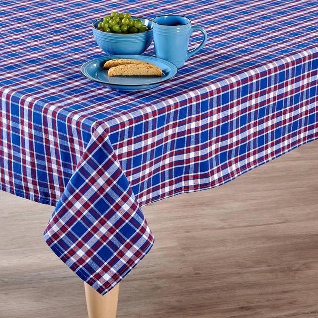 Lintex Blue White Red Plaid Tablecloth