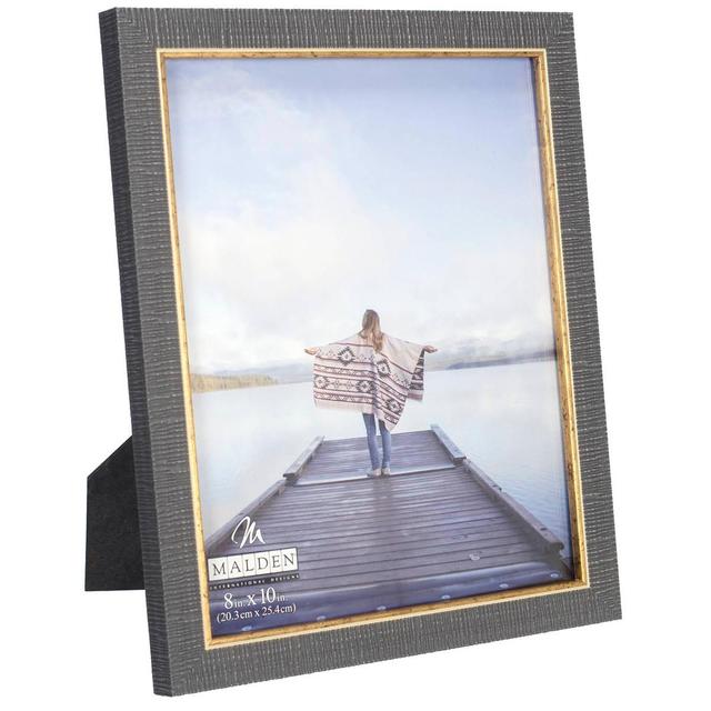 Malden Charcoal Stripe w/ Gold Frame - 8x10