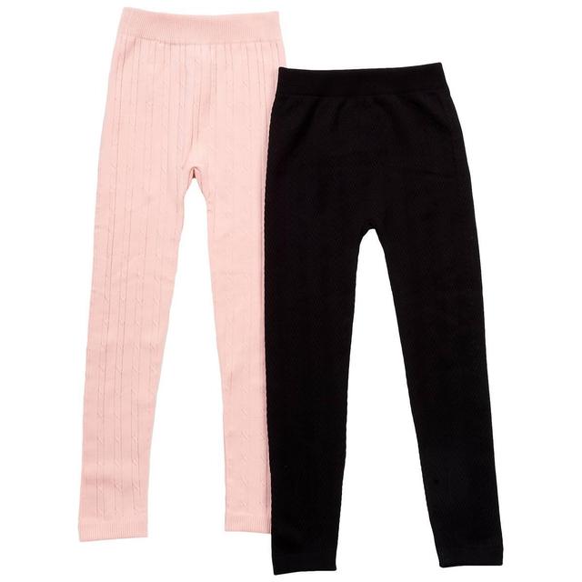 Girls (7-14) One Step Up 2pk. Chevron & Cable Seamless Leggings