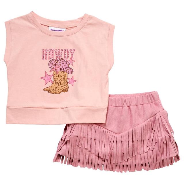 Toddler Girl Rarity Howdy Boxy Tee & Faux Suede Fringe Skort Set