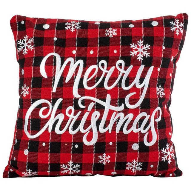 Merry Christmas Plaid Decorative Pillow - 18x18