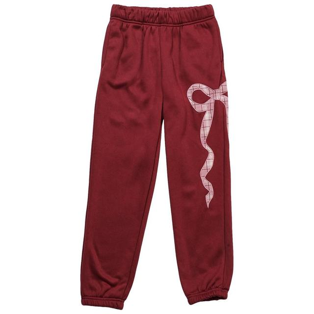 Girls (7-16) No Comment Solid Plaid Bow Boyfriend Joggers
