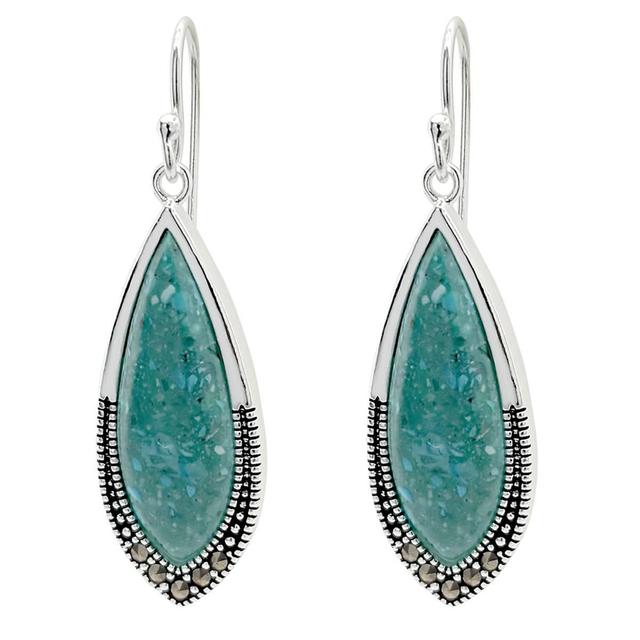 Marsala Marcasite & Reconstituted Turquoise Earrings