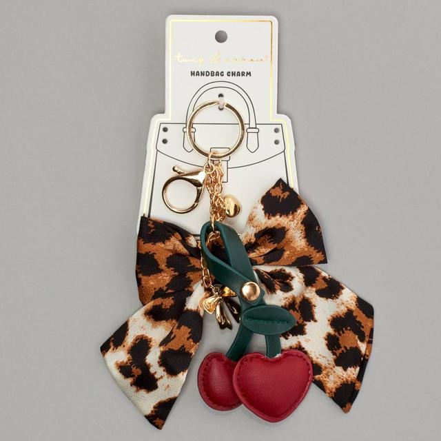 Womens Twig & Arrow Cheetah Bow with Cherry Motif Bag Charm