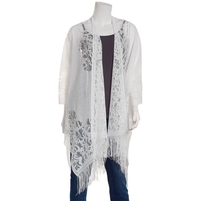 Womens Lulu Lace Fringe Kimono