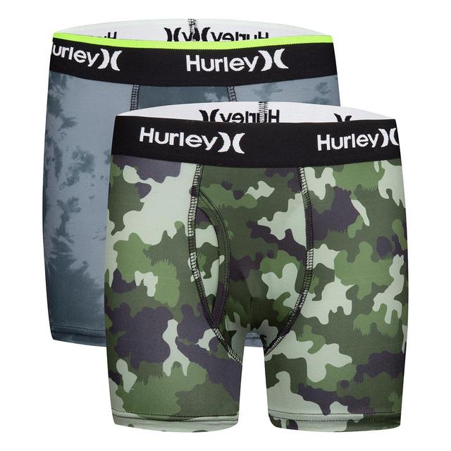 Boys Hurley 2pk. Camo Boxer Briefs - Black/Green/Grey