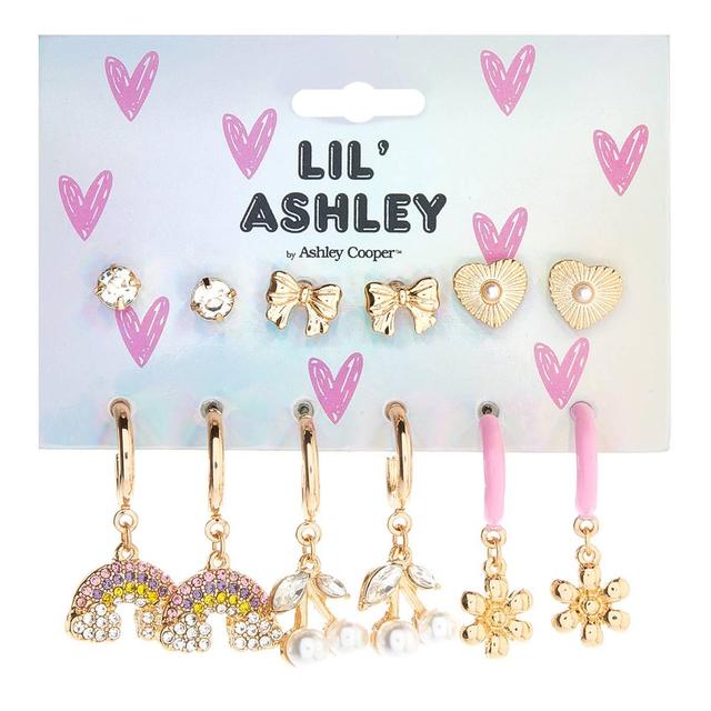 Kids Lil' Ashley 6pr. Rainbows/Flowers/Bows/Cherries Earring Set