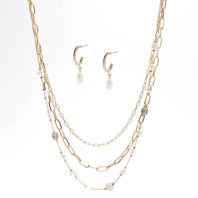 Ashley Cooper(tm) Layered Paper Clip Chain & Earring Set