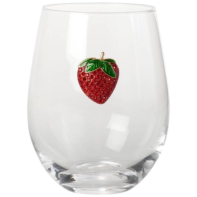 Home Essentials Strawberry Brooche Stemless Wine Glass
