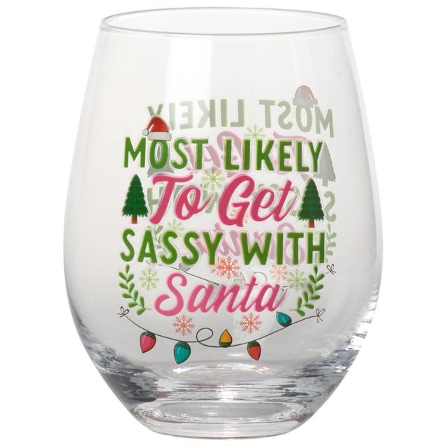 Home Essentials Sassy With Santa Stemless Wine Glass