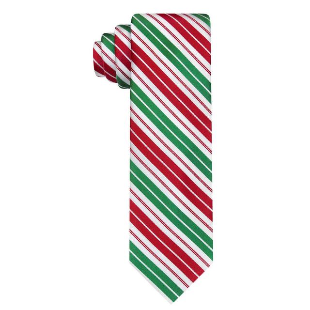 Mens Holiday Traditions Green Candy Cane Stripe Tie