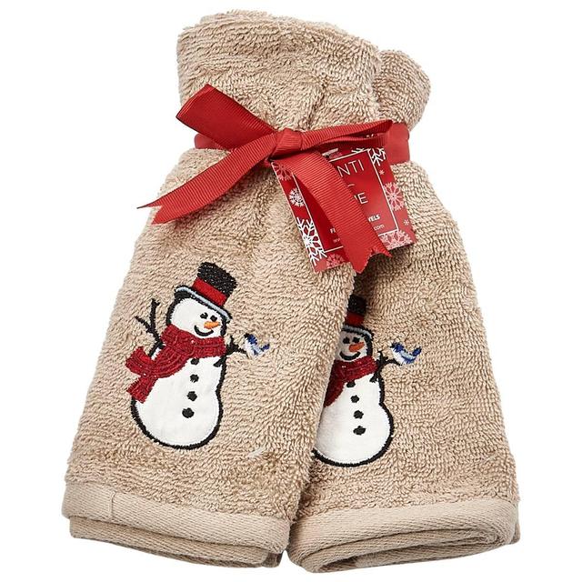 Avanti Snowman Tree & Bird 2pk. Fingertip Towel