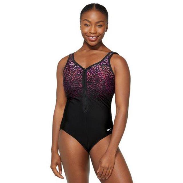 Womens Reebok Reef Zipper One Piece Swimsuit