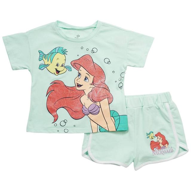 Girls (4-6x) Disney Little Mermaid Graphic Tee & Terry Shorts Set