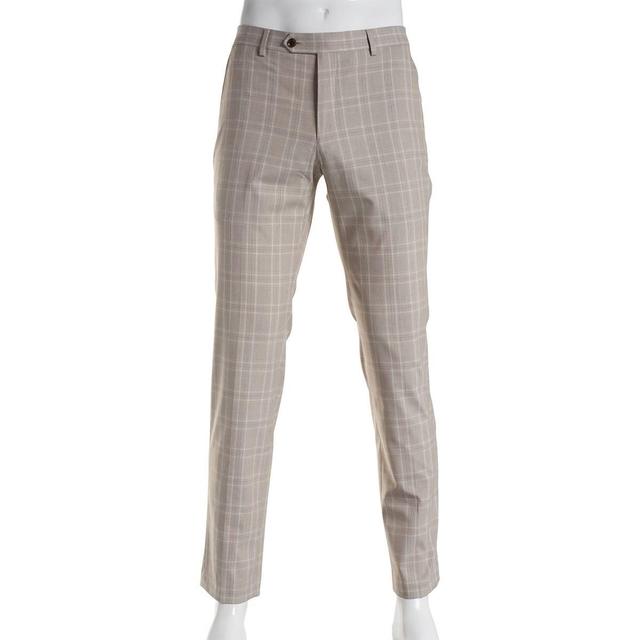 Mens Tommy Hilfiger Plaid Slim Fit Suit Pants -Tan