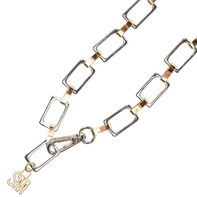 Womens Steve Madden Mod Rectangle Two Tone Chain Belt