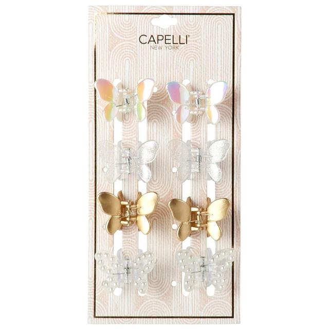Womens Capelli New York 8pk. Mixed Butterfly Claw Clips