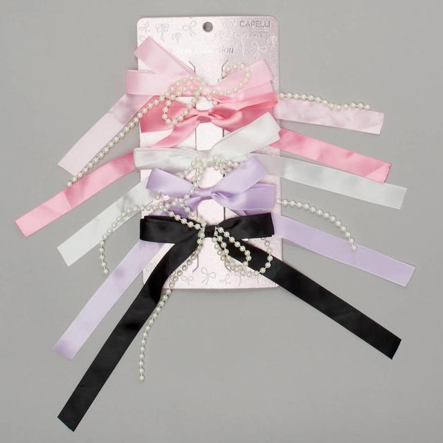 Girls Capelli(R) New York 5pc. Satin Bow Clips w/ Beaded Pearls